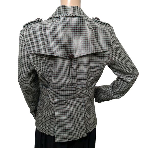 Y2K LAMB Gwen Stefani Wool Tweed Blazer 10 Teal Fitted Jacket 2008 *READ - Picture 6 of 11